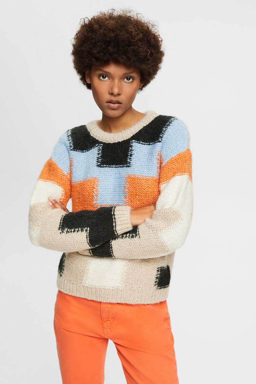 Chunky knit intarsia jumper