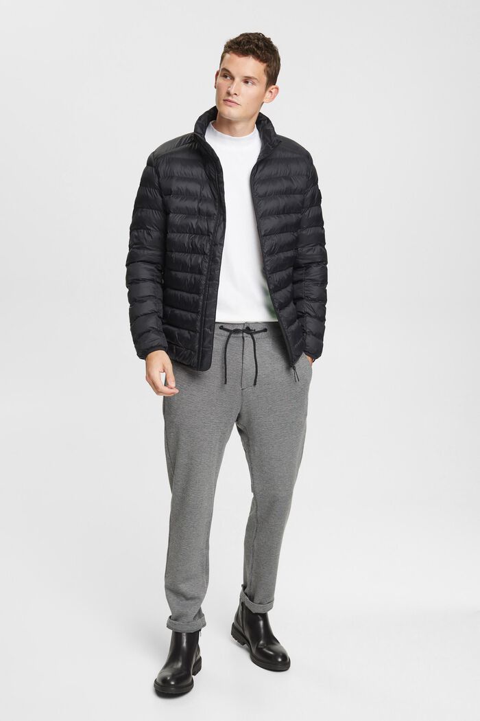 Quilted jacket with high neck, BLACK, detail image number 0
