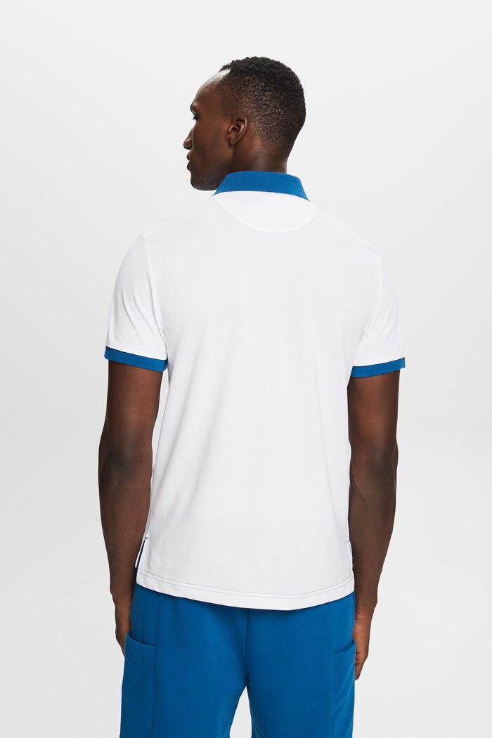 Two-tone piqué polo shirt, WHITE, detail image number 3