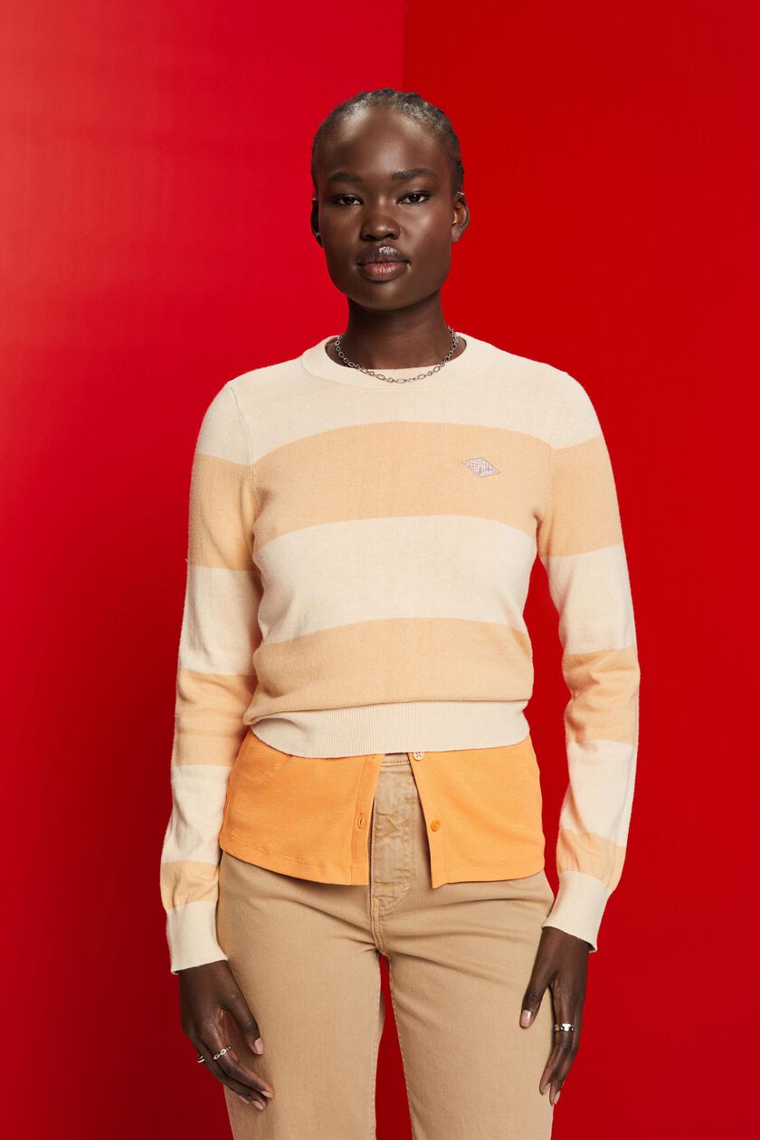 Striped cotton jumper with cashmere