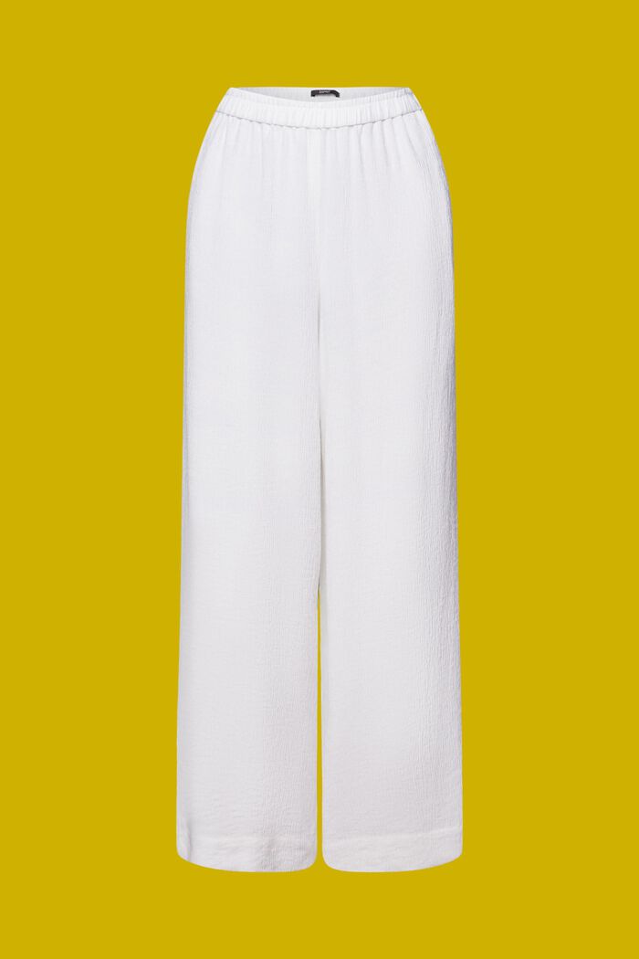Crinkled wide leg pull-on trousers, WHITE, detail image number 9