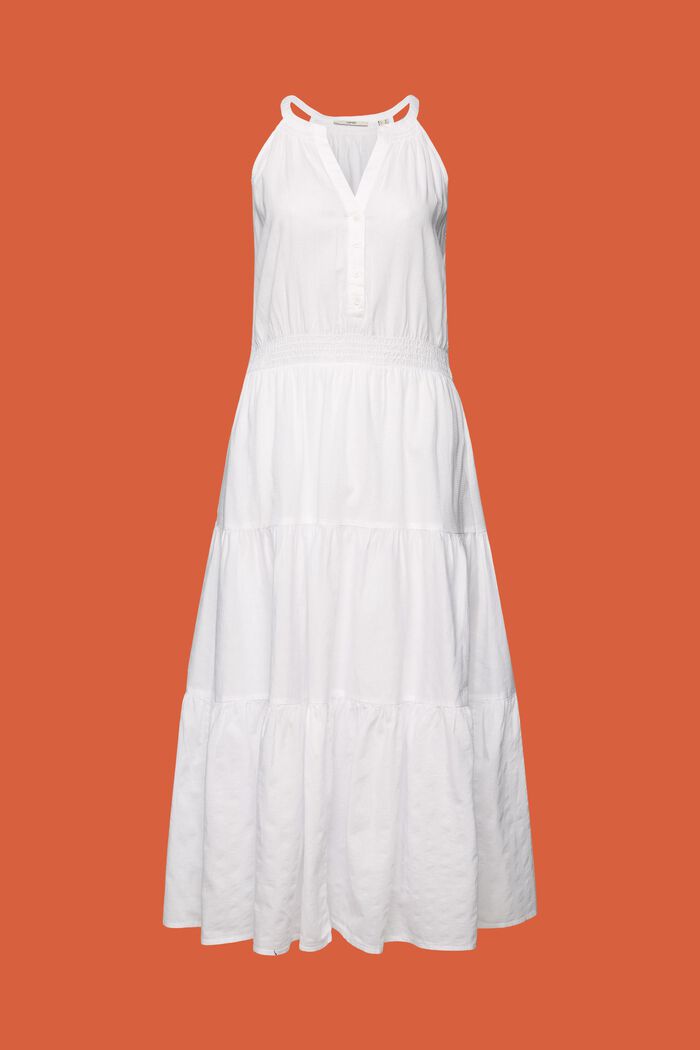 슬리브리스 미디 드레스, 100% 코튼, WHITE, detail image number 7