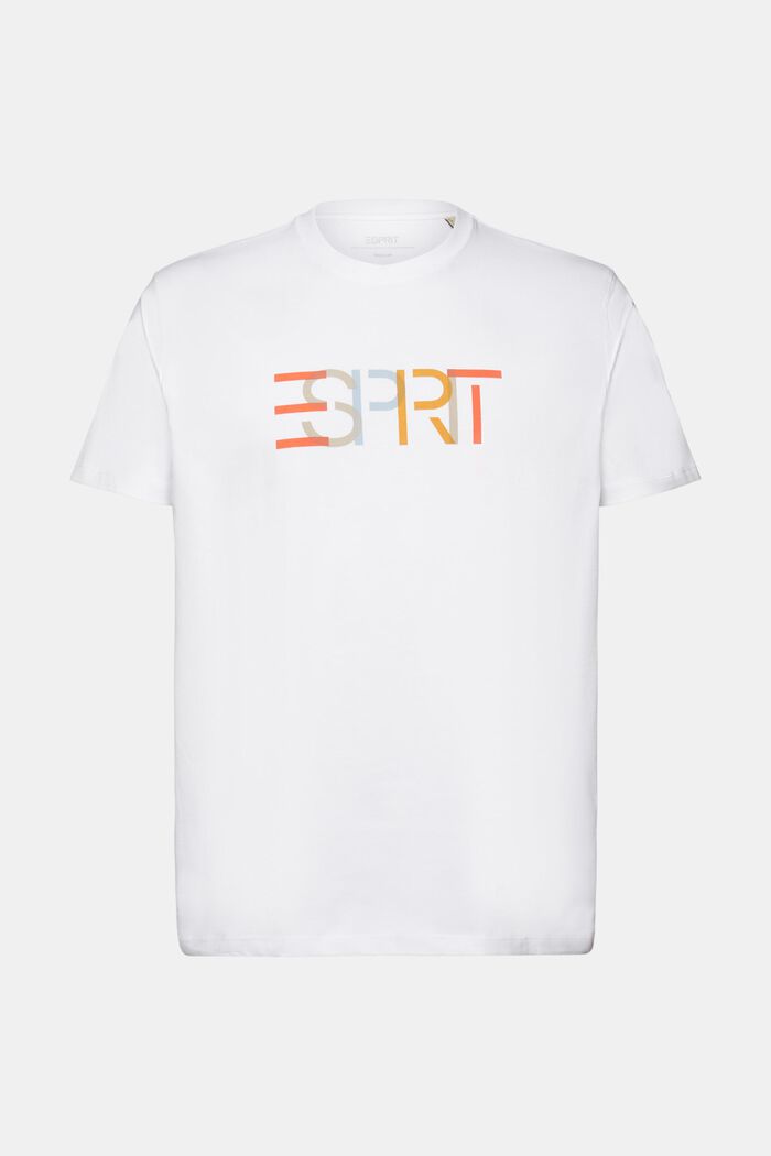 Logo Print Cotton T-Shirt, WHITE, detail image number 6