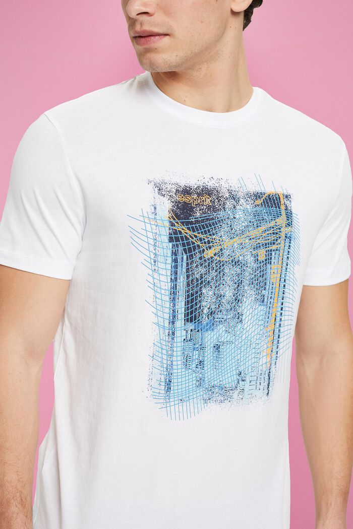 프린트가 있는 지속 가능한 코튼 소재 티셔츠, WHITE, detail image number 2
