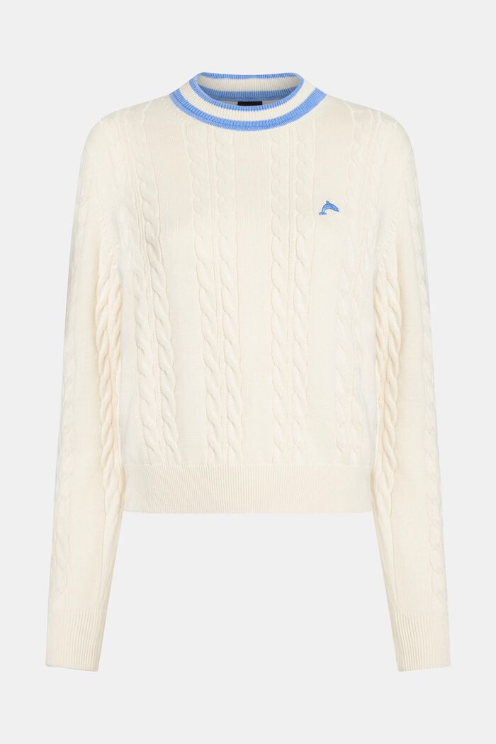 돌핀 로고 케이블 니트 스웨터, OFF WHITE, detail image number 4