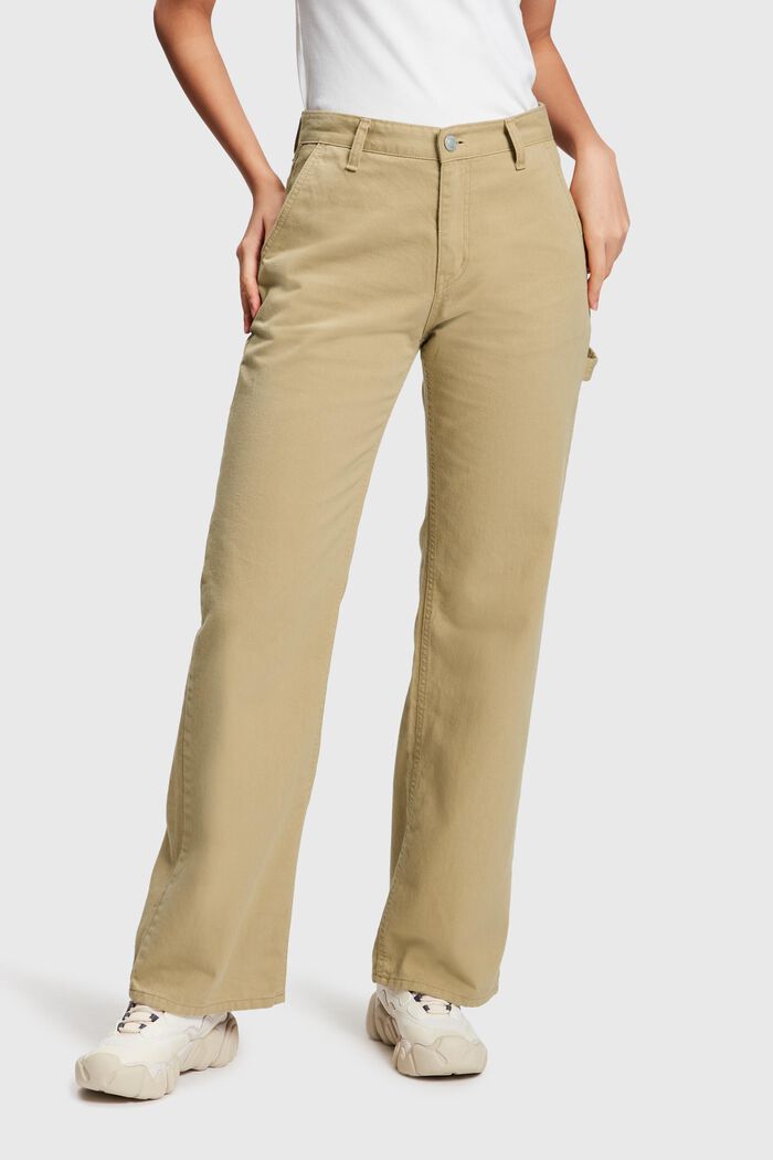 High-rise cargo trousers, Women, BEIGE, detail image number 2