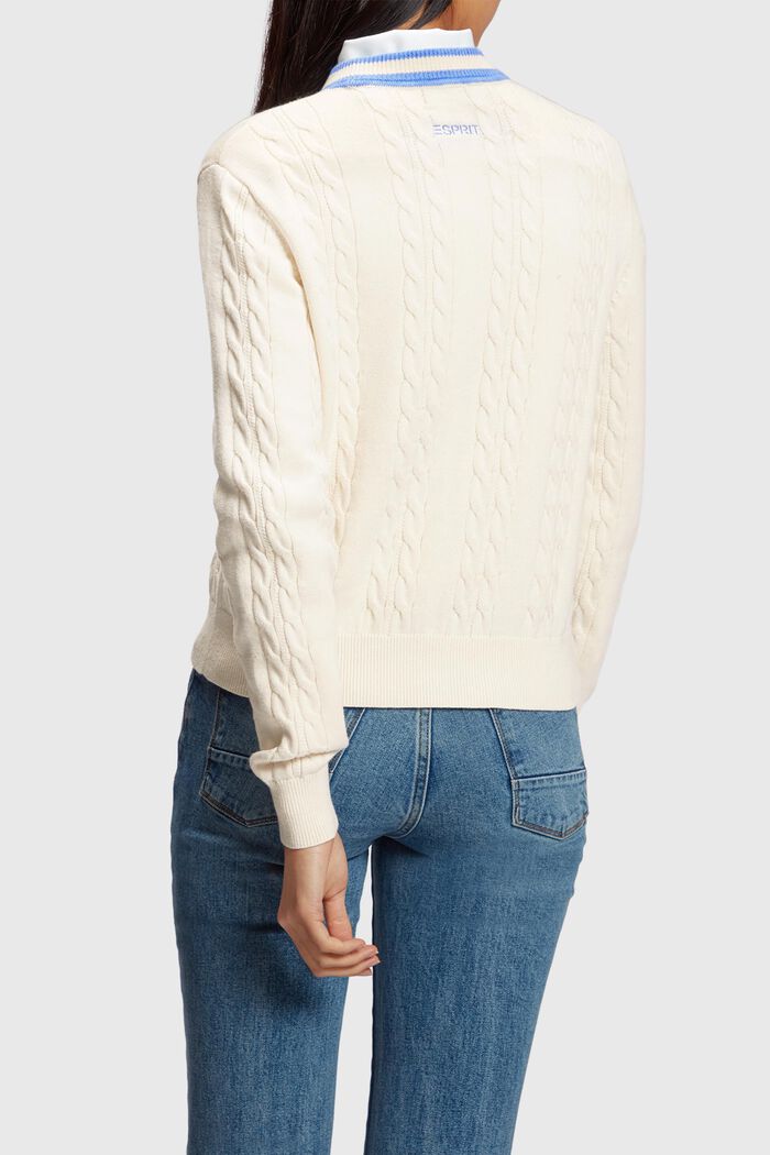 돌핀 로고 케이블 니트 스웨터, OFF WHITE, detail image number 1