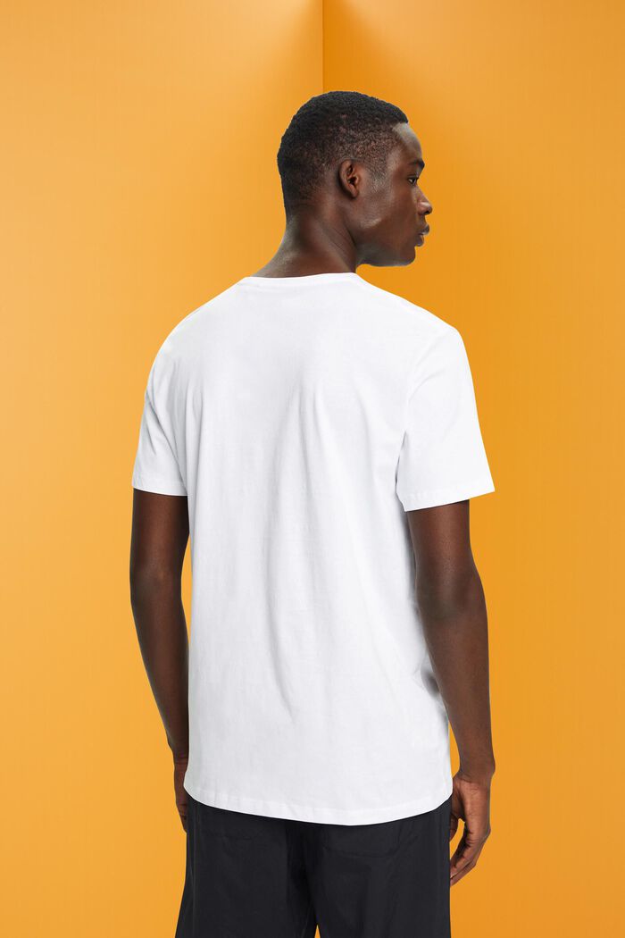 앞면에 프린트가 있는 코튼 티셔츠, WHITE, detail image number 3