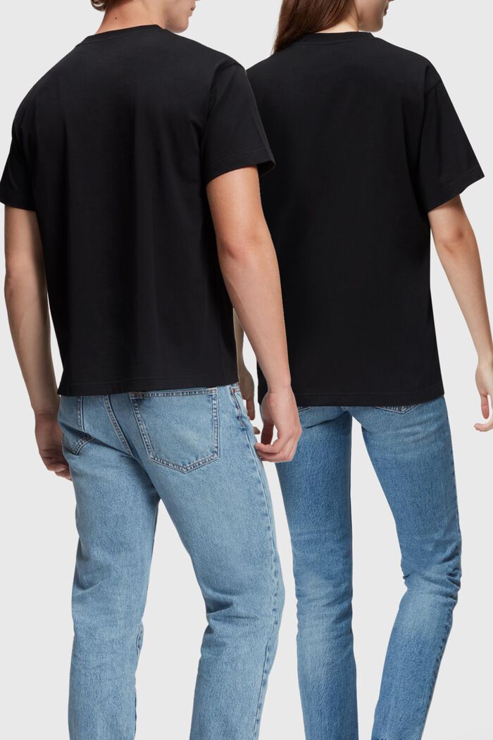 KOREAN LOGO 박시 핏 티셔츠, BLACK, detail image number 1