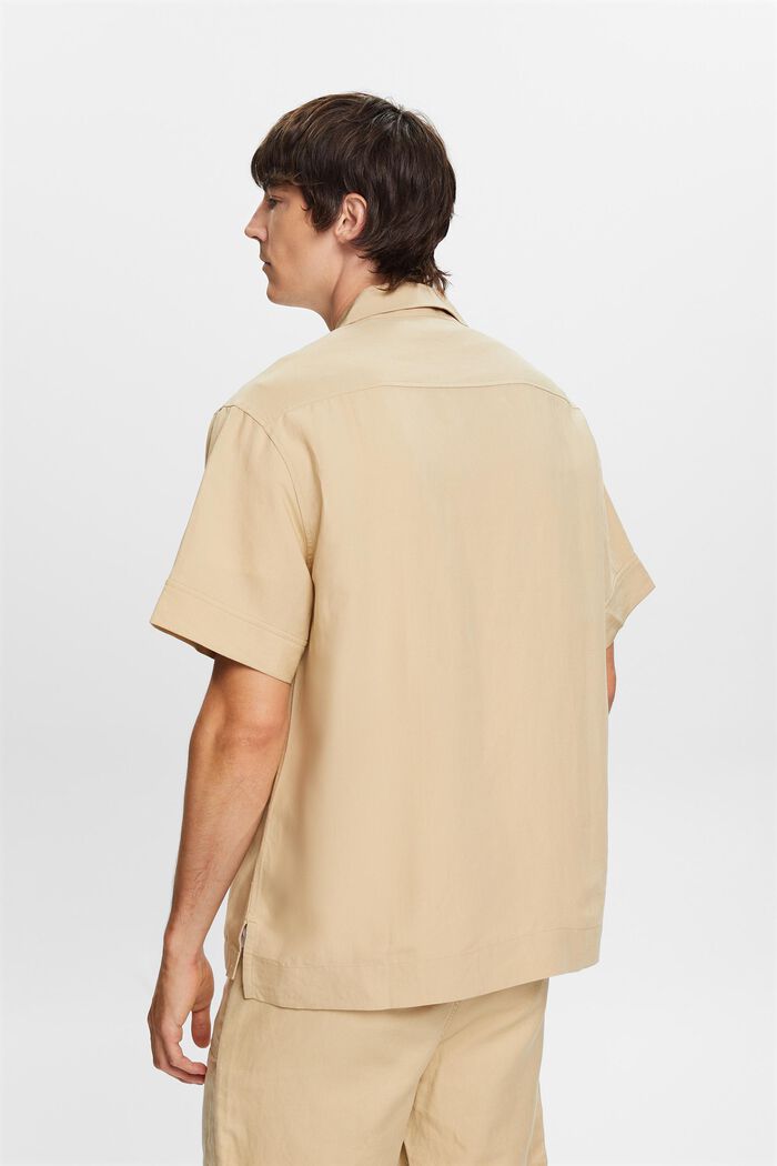 Short-sleeved shirt, linen blend, SAND, detail image number 3
