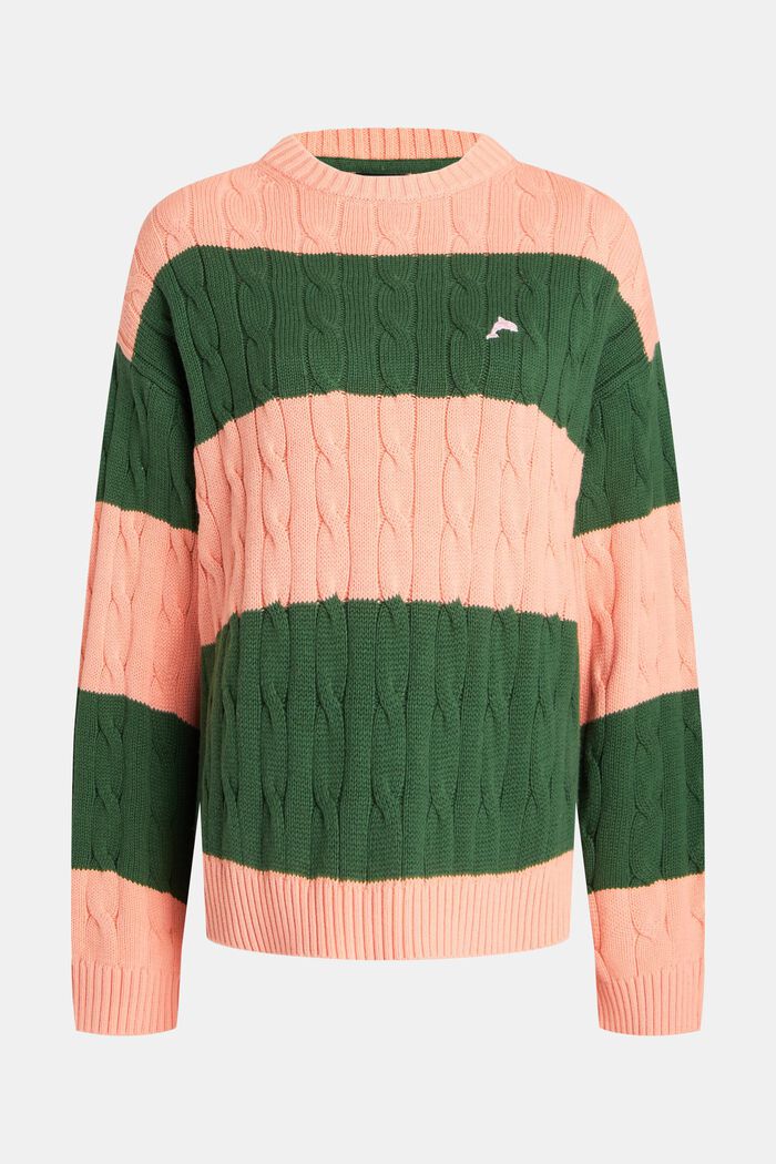 Striped cable knit sweater, PINK, detail image number 4