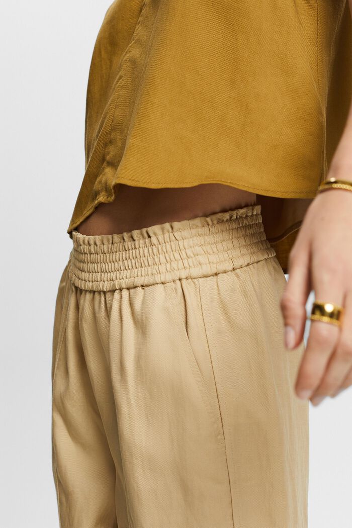 Wide leg pull-on trousers, linen blend, SAND, detail image number 2