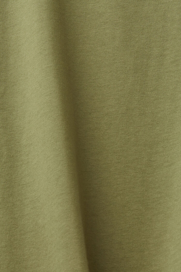 가슴 로고 프린트 코튼 티셔츠, OLIVE, detail image number 4
