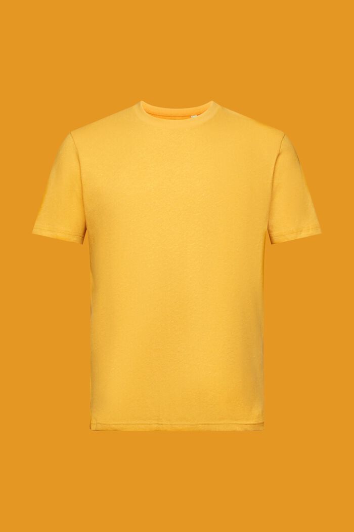 Crewneck t-shirt, cotton-linen blend, SUNFLOWER YELLOW, detail image number 6