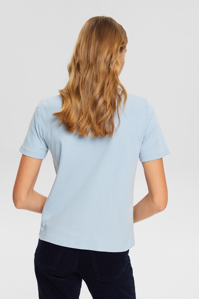 자수 로고 오가닉 코튼 티셔츠, PASTEL BLUE, detail image number 3