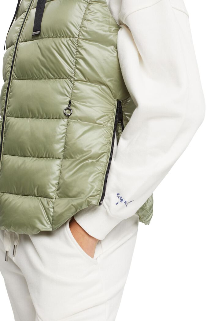 Hooded Quilted Shell Vest, LIGHT KHAKI, detail image number 4