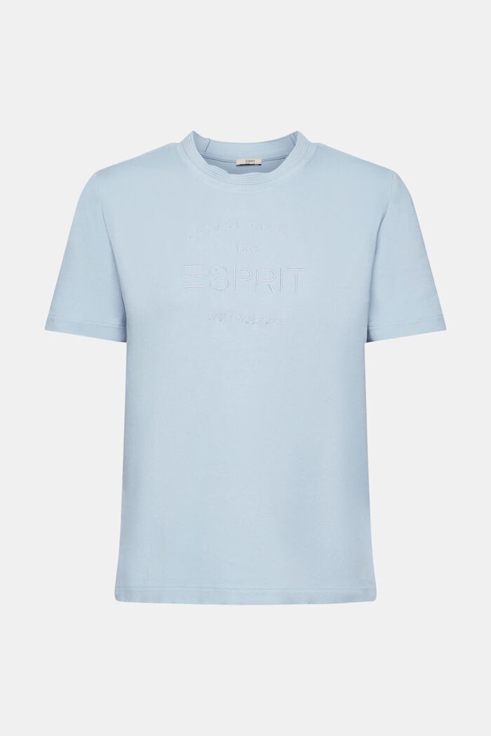자수 로고 오가닉 코튼 티셔츠, PASTEL BLUE, detail image number 7