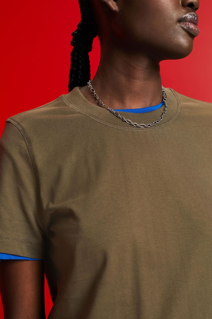 루즈 티셔츠, 100% 코튼, KHAKI GREEN, detail image number 2