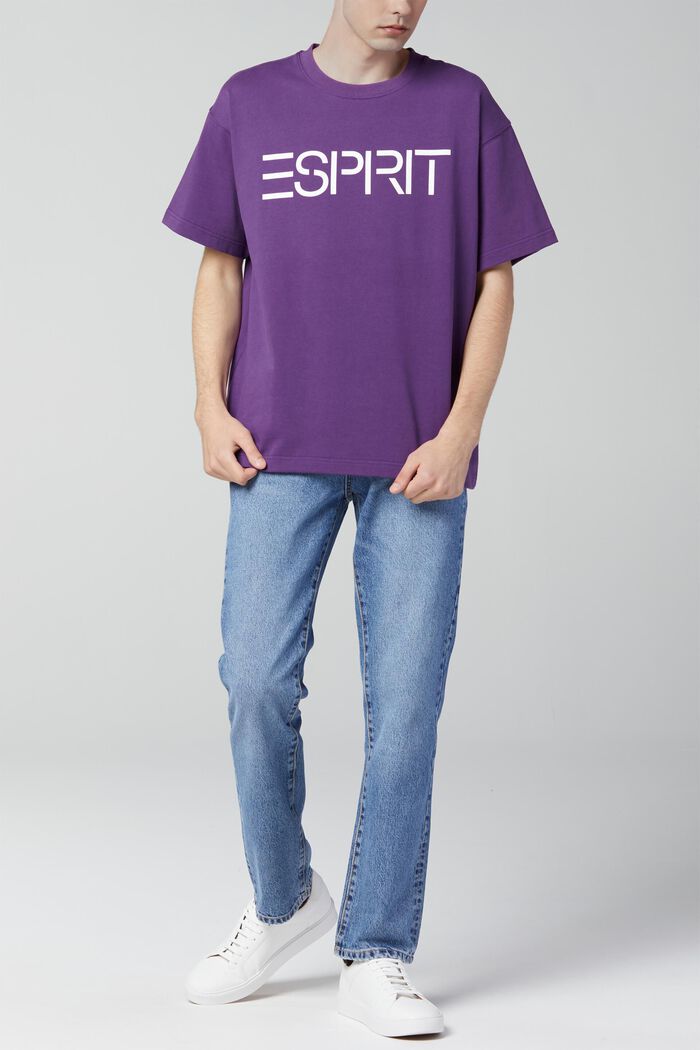 Unisex T-shirt with a logo print, LILAC, detail image number 3