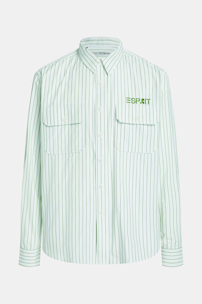 Relaxed fit striped shirt, GREEN, detail image number 4