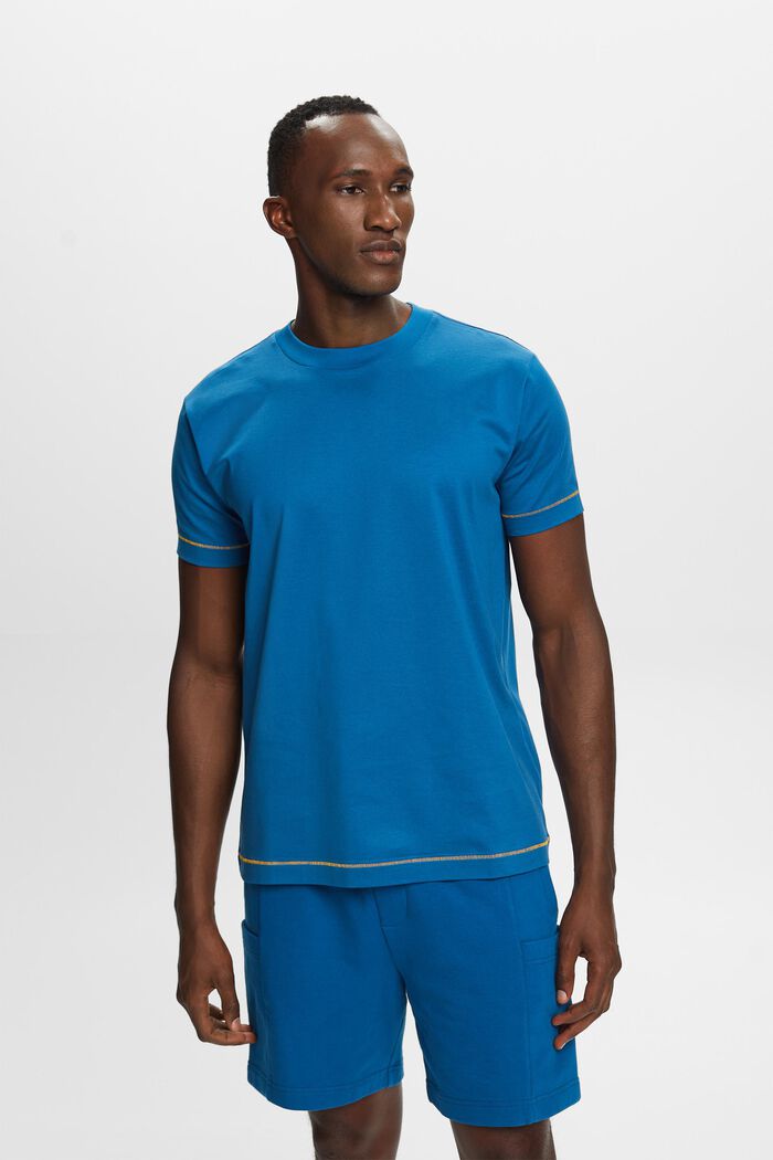Jersey crewneck t-shirt, 100% cotton, DARK BLUE, detail image number 0