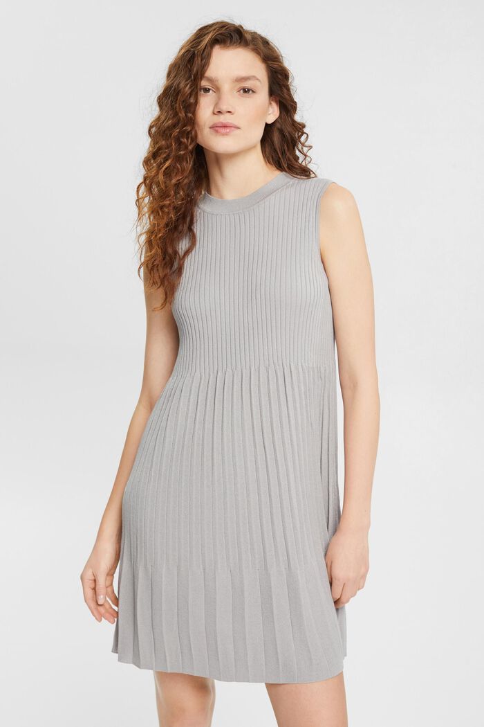 Pleated fit and flare dress, MEDIUM GREY, detail image number 0