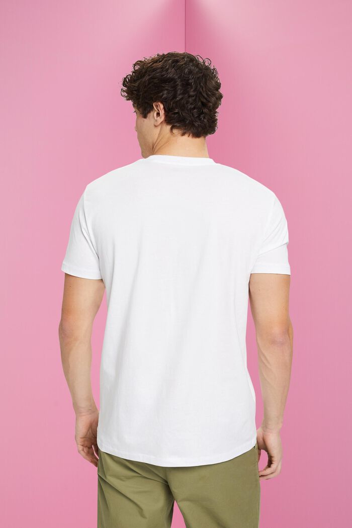 프린트가 있는 지속 가능한 코튼 소재 티셔츠, WHITE, detail image number 3