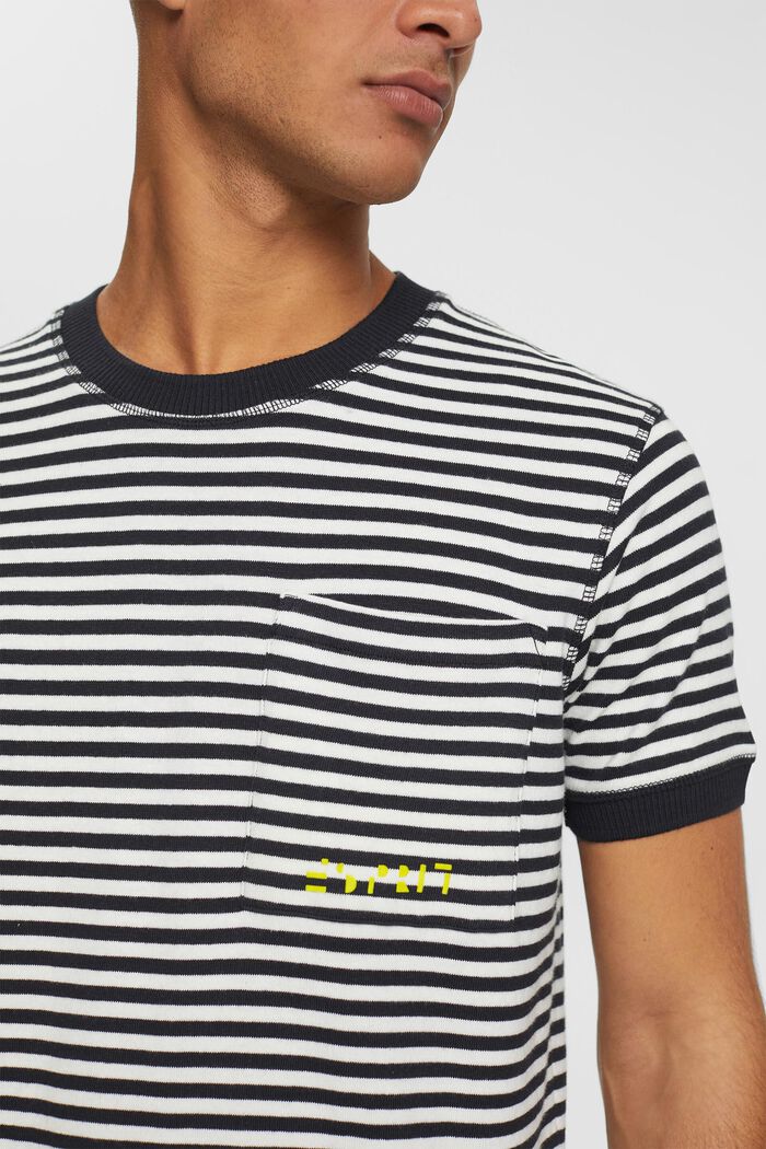 Striped knitted t-shirt, BLACK, detail image number 3