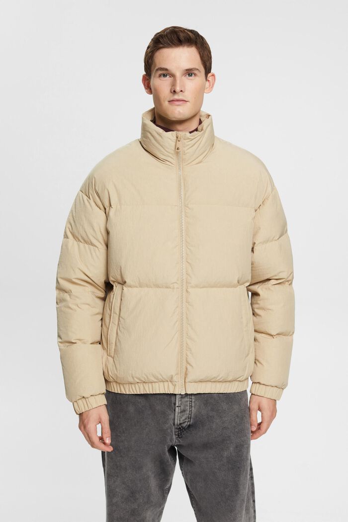 Puffer jacket with down padding, BEIGE, detail image number 0