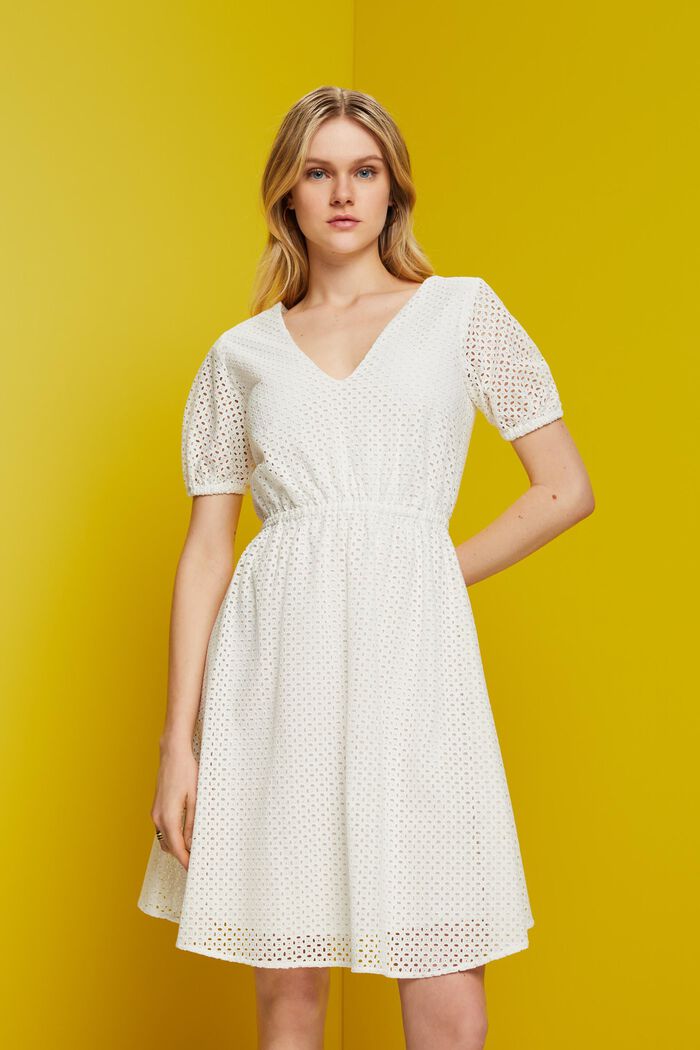 레이스 코튼 드레스, WHITE, detail image number 0