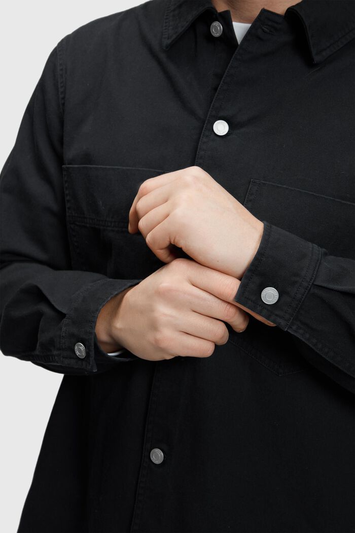 릴렉스 핏 헤비 셔츠, BLACK, detail image number 3