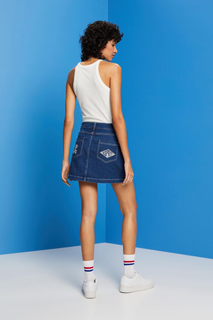 Denim Mini Skirt, BLUE MEDIUM WASHED, detail image number 3