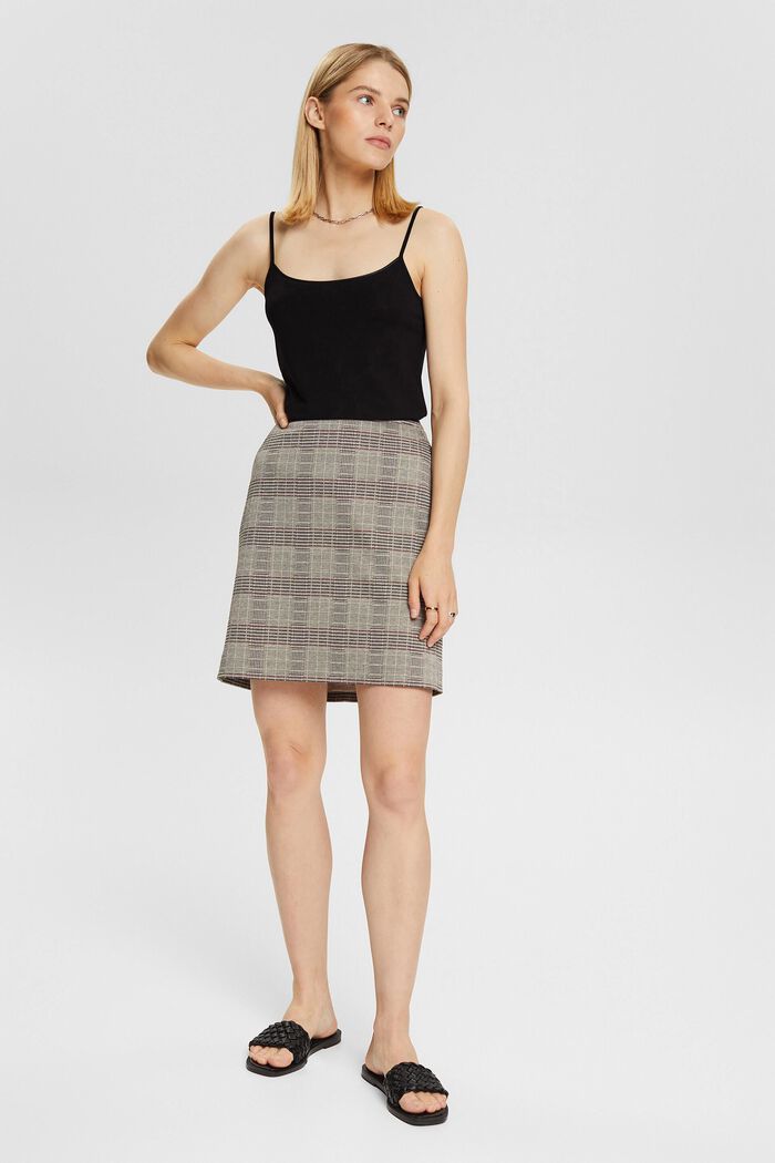 Mini skirt with a Prince of Wales check pattern, BEIGE, detail image number 6