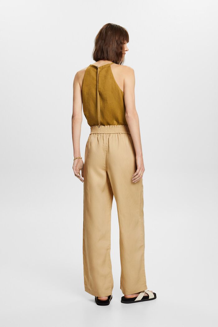 Wide leg pull-on trousers, linen blend, SAND, detail image number 3
