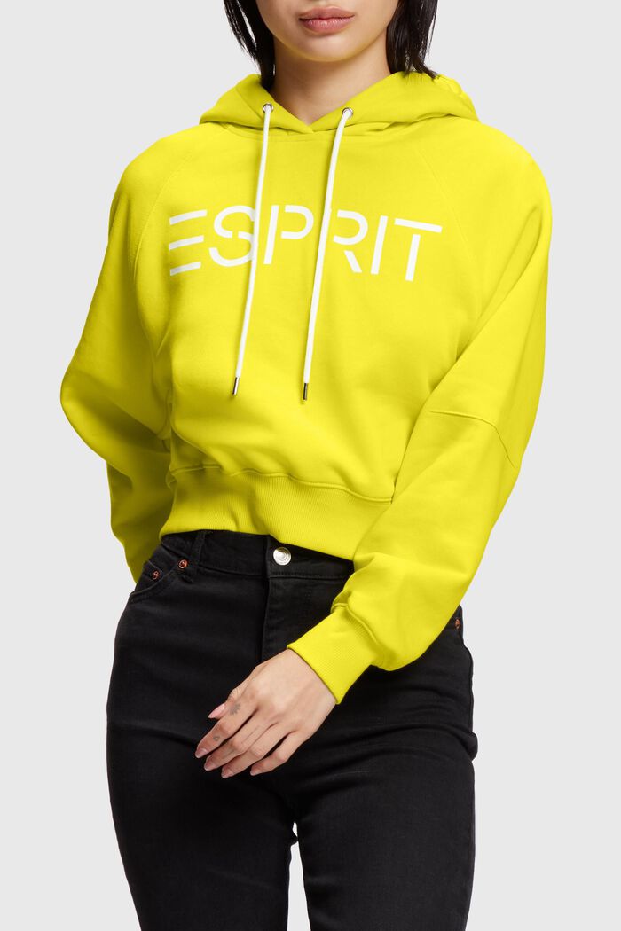 Cropped logo hoodie, BRIGHT YELLOW, detail image number 0