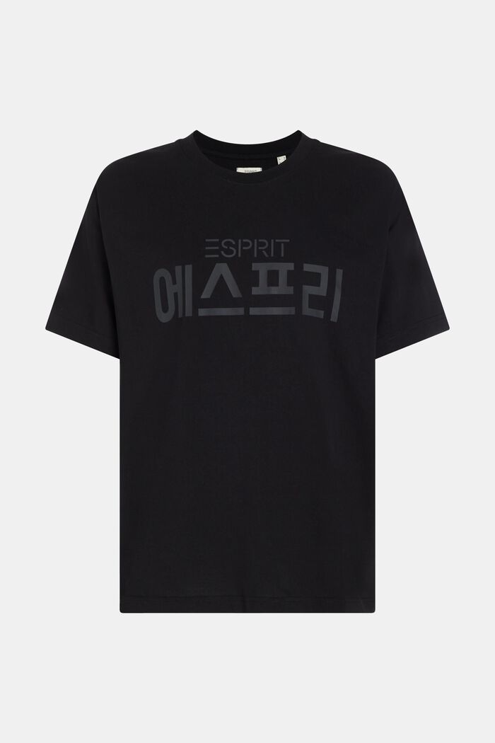 KOREAN LOGO 박시 핏 티셔츠, BLACK, detail image number 6