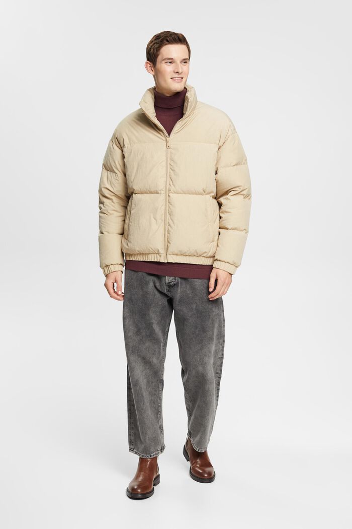 Puffer jacket with down padding, BEIGE, detail image number 1