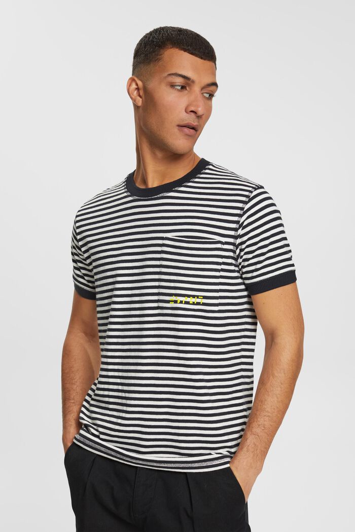 Striped knitted t-shirt, BLACK, detail image number 1
