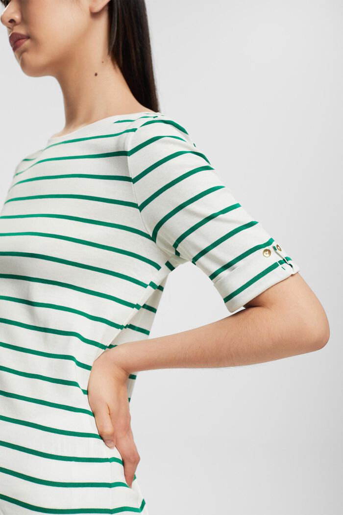 Striped jersey t-shirt, EMERALD GREEN, detail image number 3