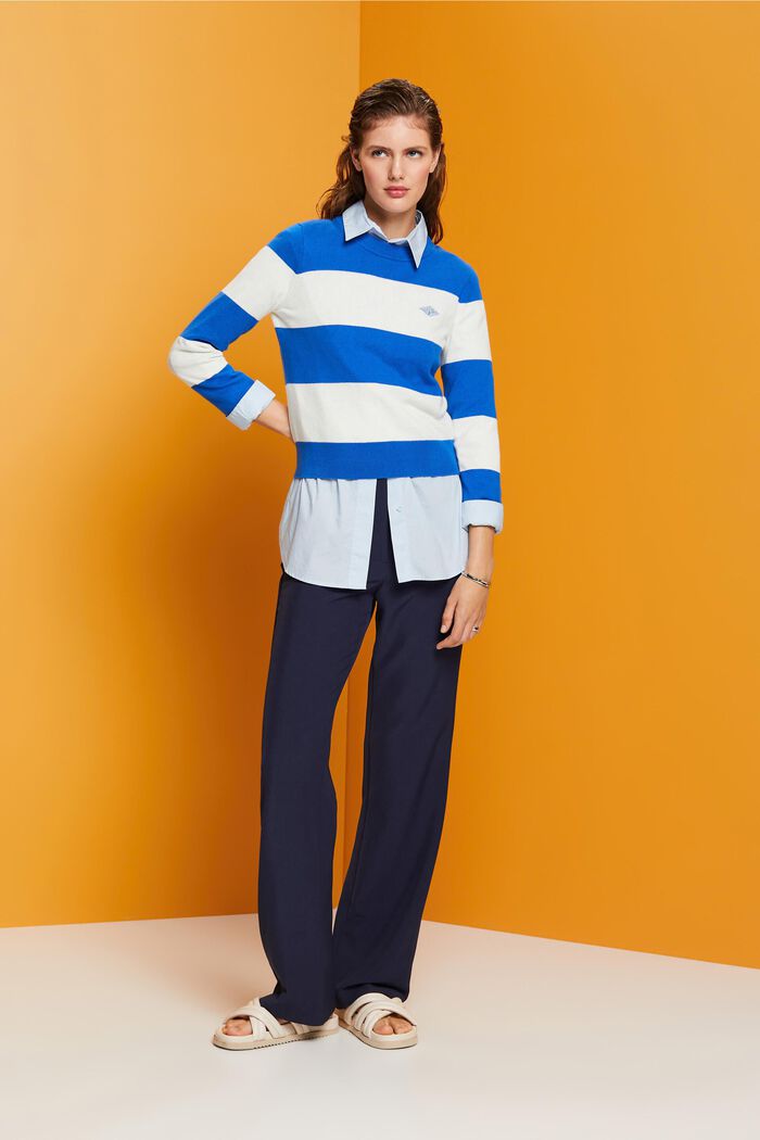 Striped cotton jumper with cashmere, BLUE, detail image number 4