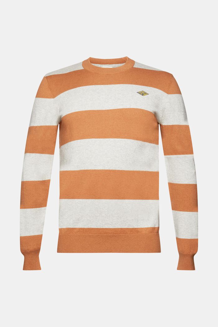 Striped knit jumper with cashmere, TOFFEE, detail image number 6