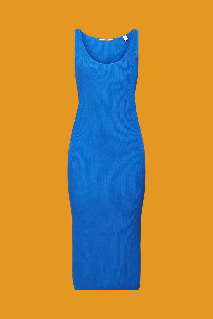 Rib-knit dress, linen blend, BRIGHT BLUE, detail image number 8