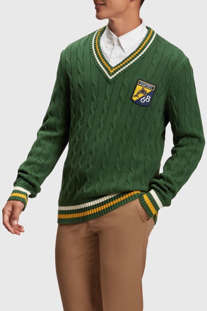 돌핀 로고 팁 스웨터, EMERALD GREEN, detail image number 0