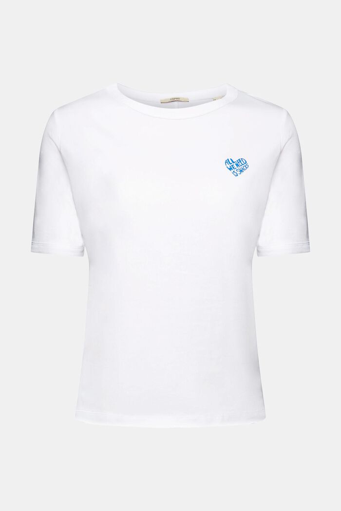 하트 모양 로고 코튼 티셔츠, WHITE, detail image number 7