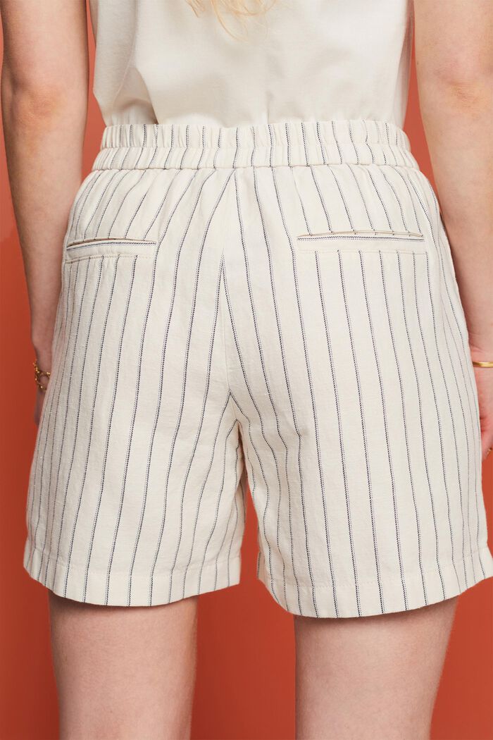 Linen Cotton Striped Shorts, ICE, detail image number 2