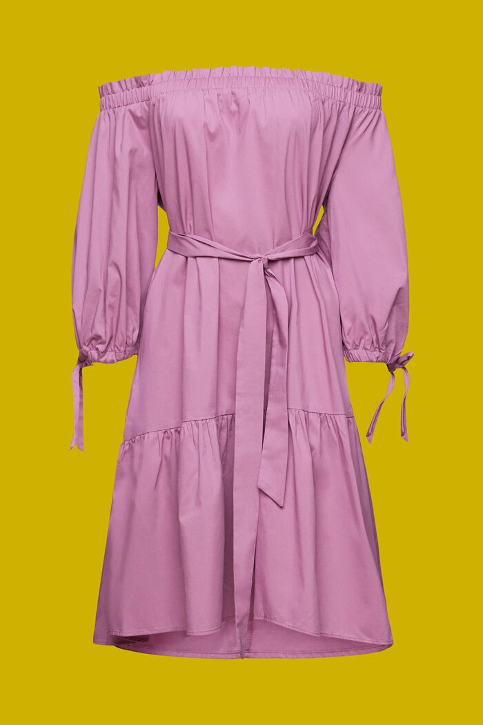 오프숄더 포플린 미니 드레스, VIOLET, detail image number 5