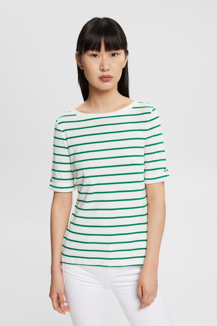 Striped jersey t-shirt, EMERALD GREEN, detail image number 1