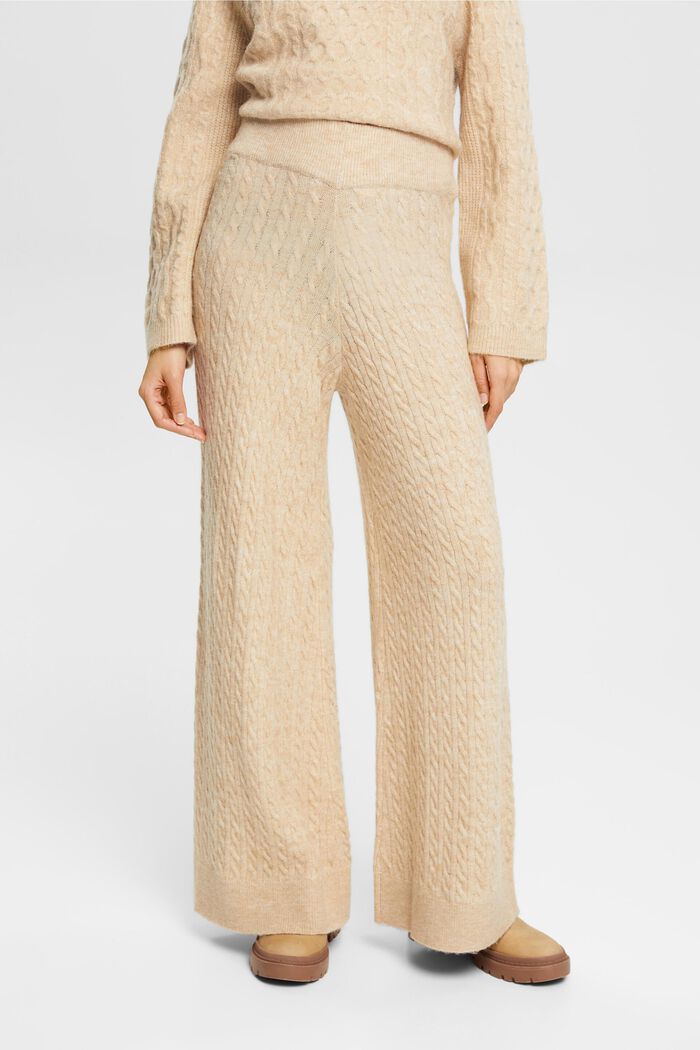 Cable knit trousers, SAND, detail image number 0
