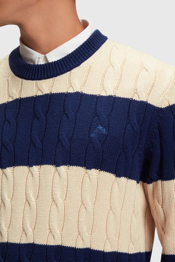 Striped cable knit sweater, SAND, detail image number 2