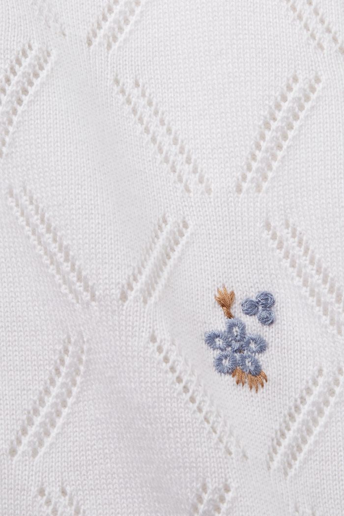 엠브로이더리 쇼트 슬리브 스웨터, 100% 코튼, WHITE, detail image number 5